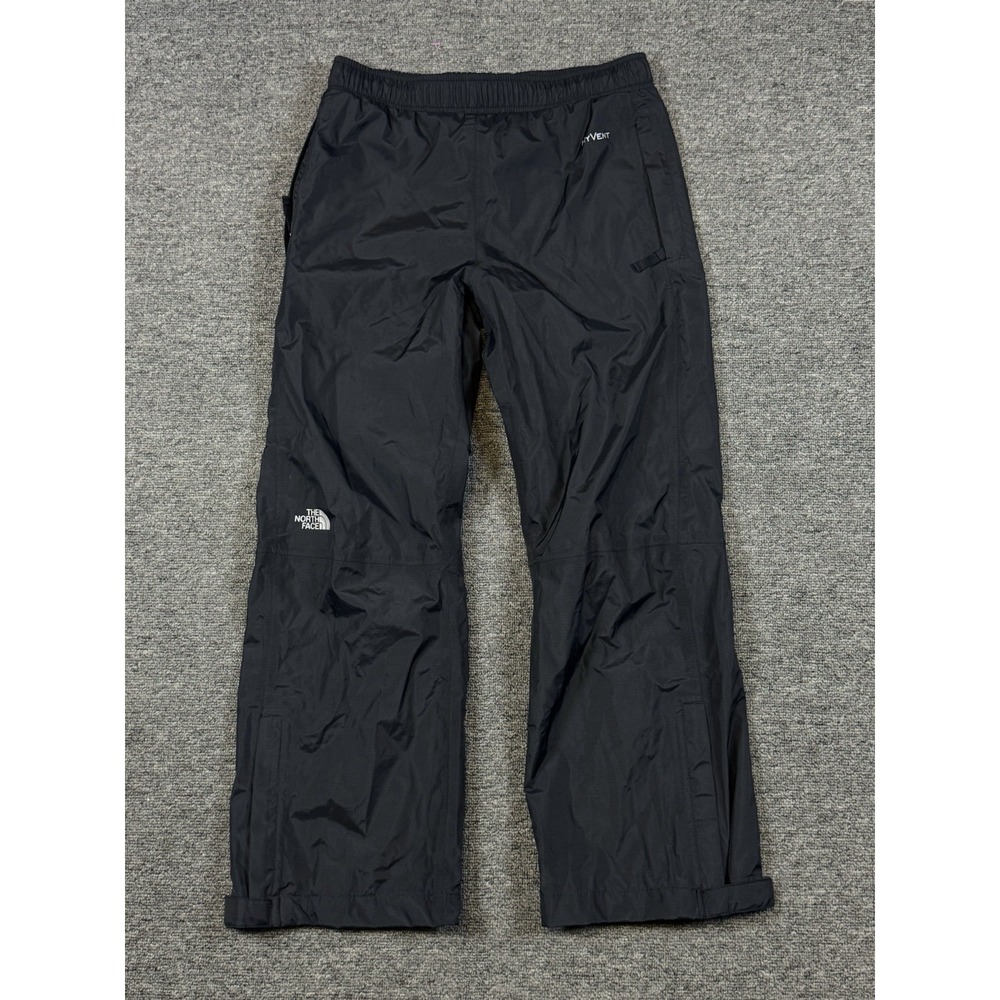The North Face Hyvent Snow Ski Pants Youth Size M 10/12 Black Logo Straight Leg
